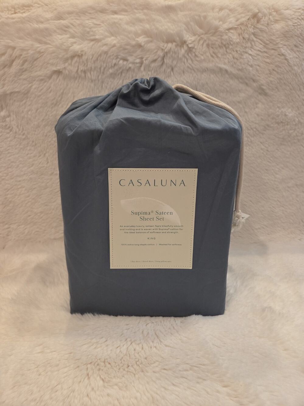 Casaluna King Supima Sateen Sheet Set 500 Thread Count Teal 4pc NEW